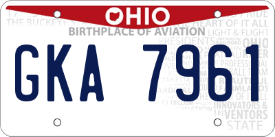 OH license plate GKA7961