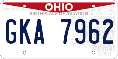 OH license plate GKA7962