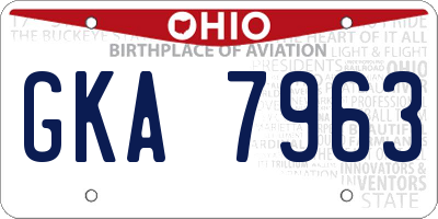 OH license plate GKA7963