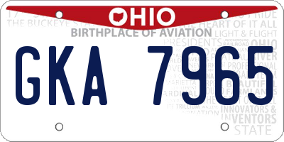 OH license plate GKA7965