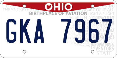 OH license plate GKA7967