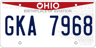OH license plate GKA7968