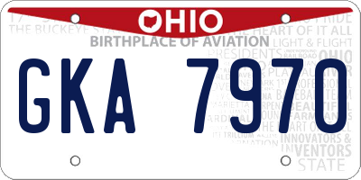 OH license plate GKA7970