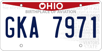 OH license plate GKA7971