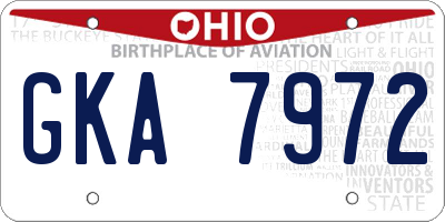 OH license plate GKA7972