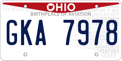 OH license plate GKA7978