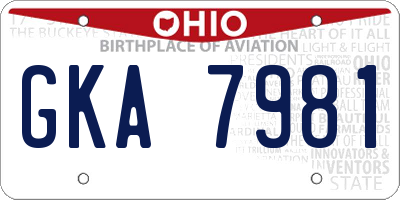 OH license plate GKA7981
