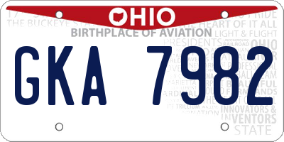 OH license plate GKA7982