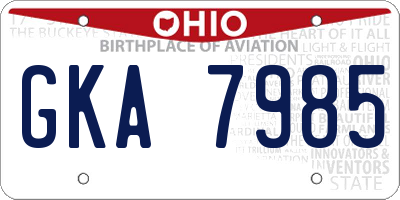 OH license plate GKA7985