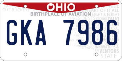 OH license plate GKA7986