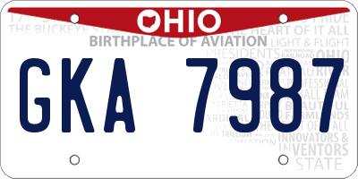 OH license plate GKA7987