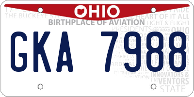 OH license plate GKA7988