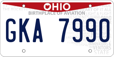 OH license plate GKA7990