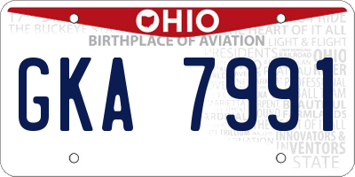 OH license plate GKA7991