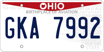 OH license plate GKA7992