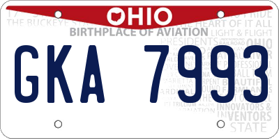 OH license plate GKA7993