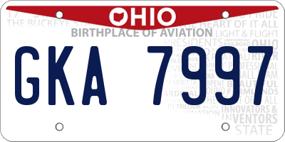 OH license plate GKA7997