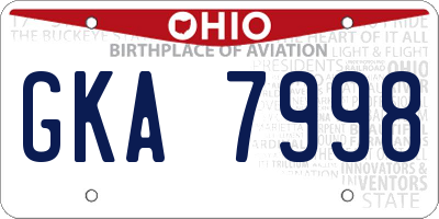 OH license plate GKA7998