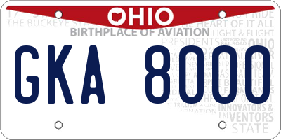 OH license plate GKA8000