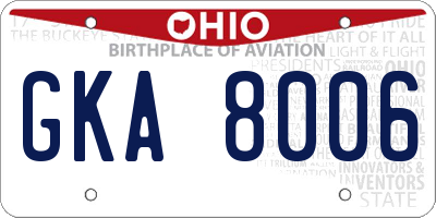 OH license plate GKA8006