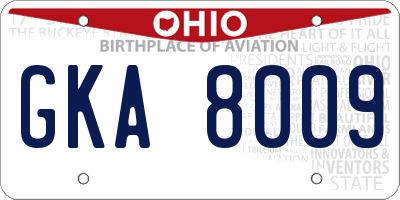 OH license plate GKA8009