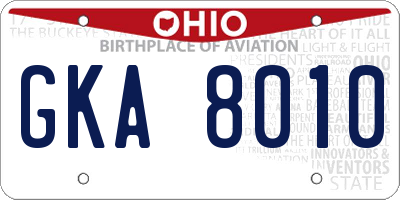 OH license plate GKA8010