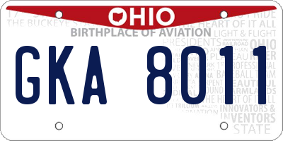 OH license plate GKA8011