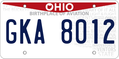 OH license plate GKA8012