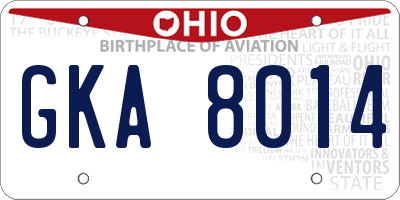 OH license plate GKA8014