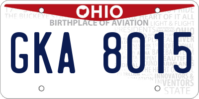 OH license plate GKA8015