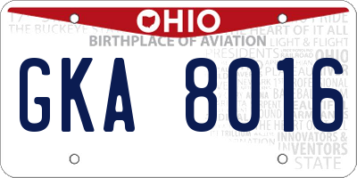 OH license plate GKA8016
