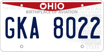 OH license plate GKA8022