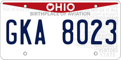 OH license plate GKA8023