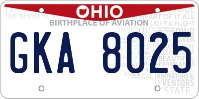 OH license plate GKA8025