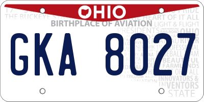 OH license plate GKA8027