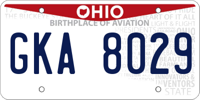 OH license plate GKA8029