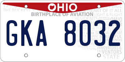 OH license plate GKA8032