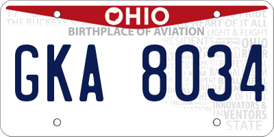 OH license plate GKA8034