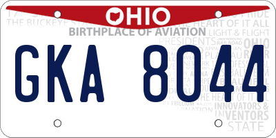 OH license plate GKA8044