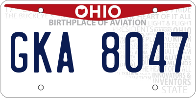 OH license plate GKA8047