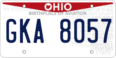 OH license plate GKA8057