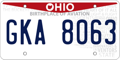 OH license plate GKA8063
