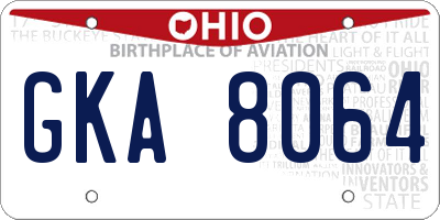 OH license plate GKA8064
