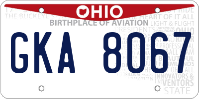 OH license plate GKA8067