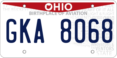 OH license plate GKA8068