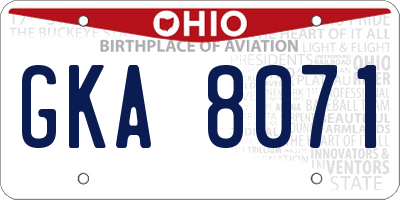 OH license plate GKA8071