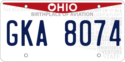 OH license plate GKA8074