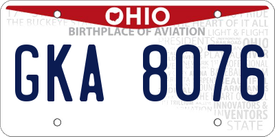OH license plate GKA8076