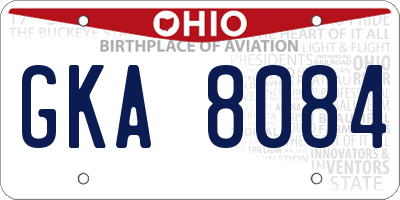 OH license plate GKA8084
