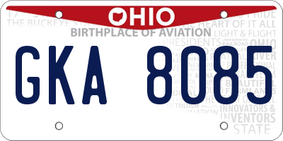 OH license plate GKA8085
